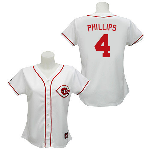 Brandon Phillips #4 mlb Jersey-Cincinnati Reds Women's Authentic Home White Cool Base Baseball Jersey